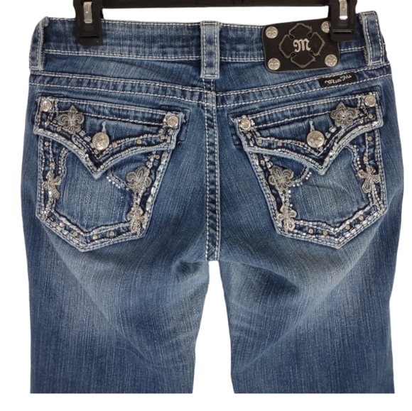 Miss Me Jeans JP5533B Boot Cut Size 28X28 DK 133 Cross Flap Pockets Low Rise - Picture 5 of 15